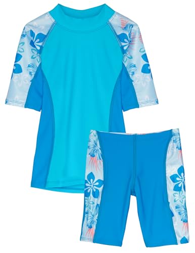 Tuga Girls Two-Piece Short Sleeve Bathing Suit Set 2-14 Years, UPF 50+