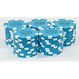 カジノチップ 数字入り 【ばら売り50枚単位】 ポーカーチップ マージャン 麻雀 (水色＄200)