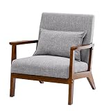 UNICOO - Mid-Century Modern Accent Chair, Fabric Reading Armchair, Easy Assembly, Lounge Chair for L