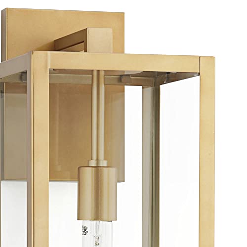 John Timberland 98Y75 (SOFT GOLD) Titan 20 1/4 Inch High Modern Outdoor Wall Light Fixture Mount Porch House Exterior Outside Lantern Edison Bulb Soft Gold Finish Clear Glass Shade Front Door Patio Garage Home Deck thumb #2