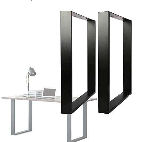 Nisorpa 2pcs Metal Table Legs 28 x 25.6 Inch Dining Table Legs Heavy Duty DIY Steel Furniture Legs Square Industrial Country Style Table Legs for Home Office Bench Computer Desks Black