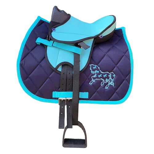 Brama West Shetty Ensemble de selle pour enfant « Pony Fun » - Selle pour cheval en bois - Avec couverture de selle, sangle de selle, étriers et sangles...