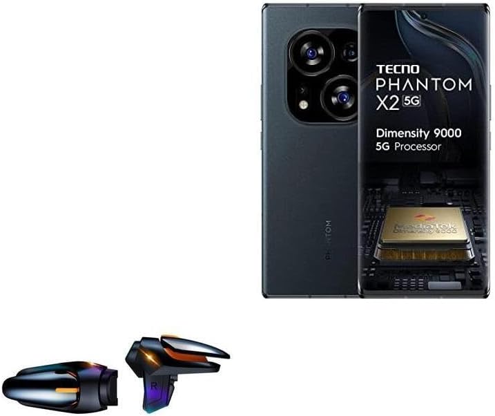 BoxWave Gaming Gear Compatible with Tecno Phantom X2 - Touchscreen QuickTrigger Auto, Trigger Buttons Autofire Gaming Mobile FPS - Jet Black