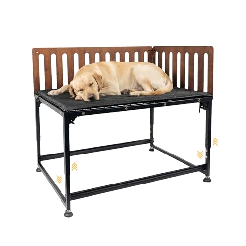 ZENTAVO 4529.2 Bedside Dog Bed Foldable Pet Bed with 5-Level Height Adjustment (21-29) Metal Dogs Bed Frame with Removable Side 2 Panels & Chew-Proof Mat Easy Foldable StorageLarge