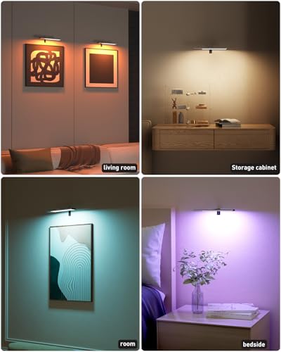 Image of Diomart 12 inch Picture Light for Wall, Wireless RGB Picture Light, Black