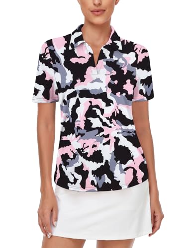 Image of Cucuchy Womens V Neck Golf Polo Shirts Moisture Wicking Sports Workout Tops