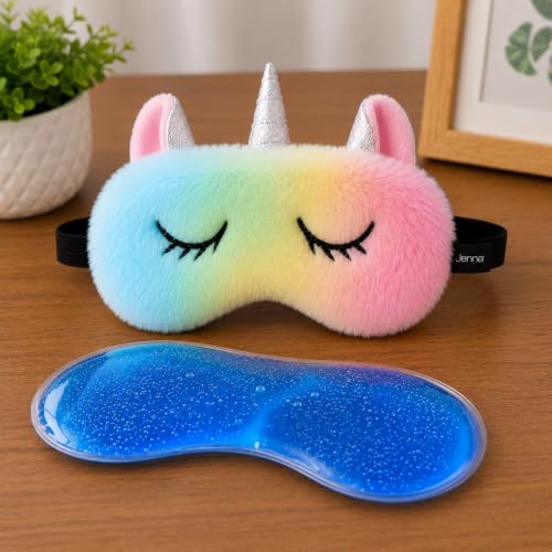 Image of Jenna Cute Sleeping Eye Shade Mask Cover for Insomnia, Meditation, Puffy Eyes and Dark Circles Unicorn Multi color