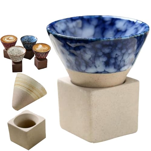 XRXRX ﻿ Taza De Porcelana Con Forma De Cono Triangular Creativa ，Taza De Té De Café Japonés De Cerámica,Café, Té, Latte, Batido, Yogur, Taza De Cerámica Cónica Hecha A Mano