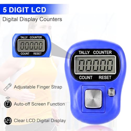 Image of Digital Finger Tally Counter with LCD Display, Adjustable Finger Strap, Count & Reset Buttons, Portable Electronic Counter for Prayer, Meditation, Chanting & Daily Counting, Pack of 1