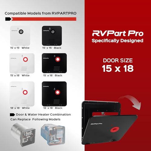 Image of 15 inch x 18 inch RV Water Heater Black Door and Flange Combination