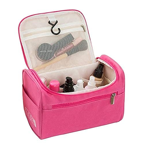 MAAUVTOR Hanging Toiletry Travel Women Men Water-Resistant Portable Traveling Pouch Organizer compartments Multi-Function Material Accessories Bathroom Shaving Cosmetic Storage Bag(Pink)