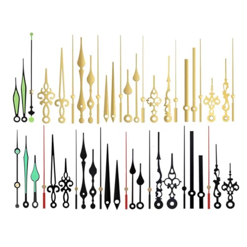 LEEQ Juegos de 16 Mecanismo Reloj de Pared - Agujas Largas Manecillas de Reloj Hechas de Aluminio Agujas de Reloj de Pared Dorado DIY Reparación de Reloj Reemplazo de Piez