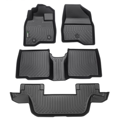 Ford Explorer 2015-2019用フロアマット 高耐久 全天候ガード フロントとリア カーカーペット TPE ラバーライナー アクセサリー 2015-2019 フォード エクスプローラー用 無臭滑り止めマット 1列目&2列目&3列目用