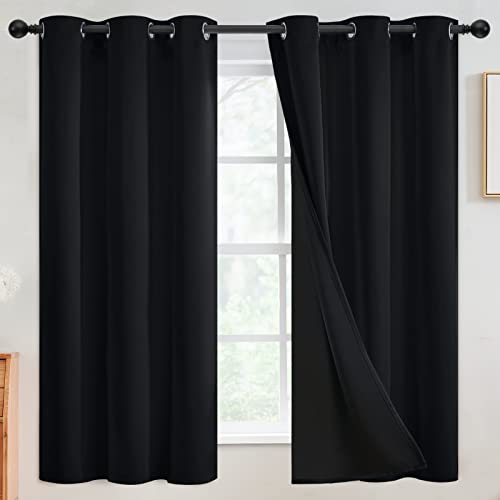Image of SimpleHome Black 100% Blackout Curtains Room Darkening Living Room 63 Inch