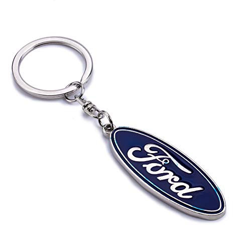 QZS Car Logo Key Chain Ring - 2020 3D Chrome Metal Car Keychain Keyring Family Present for Man and Woman Gifts Elegant Durable for Ford Cars