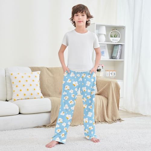 Boys' Pants Popcorn Fluffy Flake Blue Long Bottoms Jogger Pants Elastic Waist Trousers with Pockets S-XL3