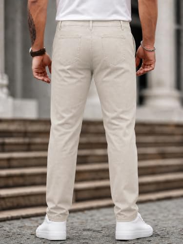 Image of HUNGSON Mens Chinos Dress Pants Slim Fit Stretch Business Casual Golf Work Slacks Trousers