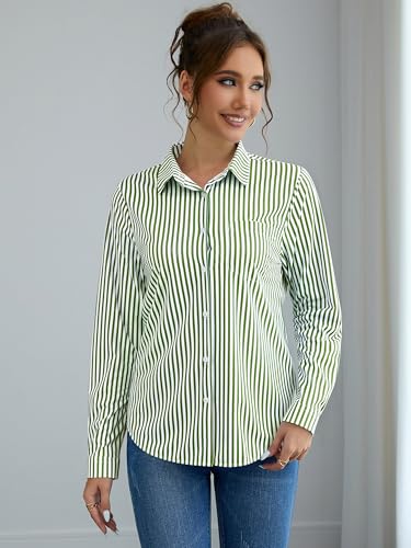 Image of Soft Wrinkle-Free Button Down Stretch Shirts for Women, Breathable Moisture-Wicking Casual Work Dress Tops