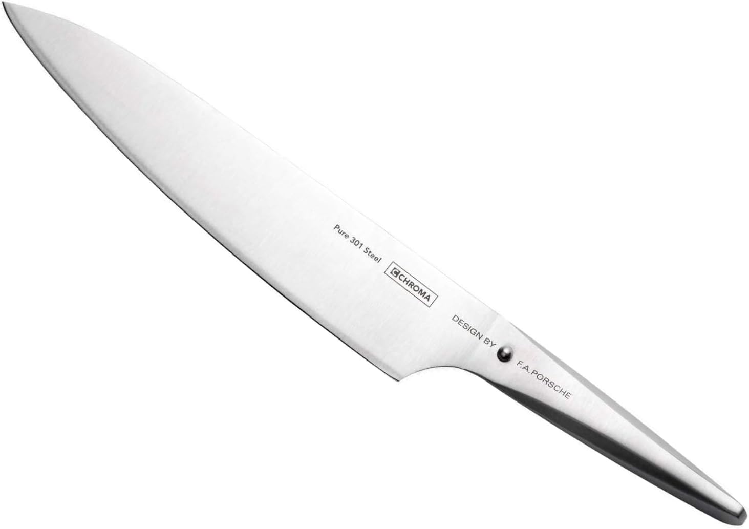 Chroma P01 Chef’s Knife Type 301 by F.A. 10″ Professional Kitchen Knife Japanese 301 Steel Blade Razor Sharp, Ergonomic Steel Handle Chopping, Mincing, Dicing, Crushing Hostess Cooking Gifts