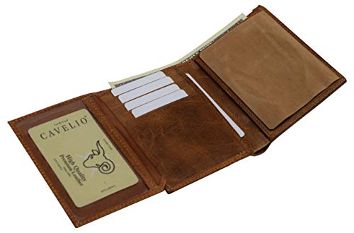 RFID Blocking Genuine Leather Badge Holder Bifold Wallet USA Series (Tan)3