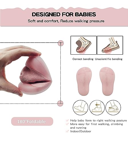 Baby Girl Sock Shoes Rubber Sole Non Slip Indoor Slipper Infant Girls First Walking Floor Shoes Soft Sole Non-Skid Slipper Breathable Lightweight Cotton Mesh Baby Shoes4