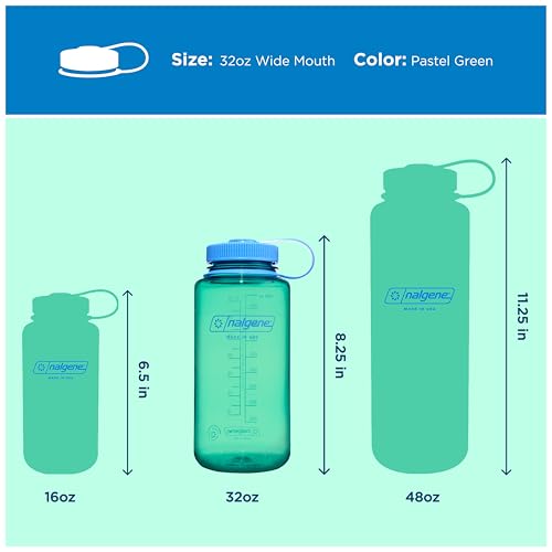 Image of Nalgene 32 oz Wide Mouth Water Bottle | BPA-Free, Durable & Leak Proof, Lightweight Bottle for Hiking & Gym, Work & Travel