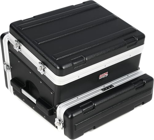 Gator Cases Schrägaufsatz-Konsolenrack | 8U oben, 2U unten | schwarz-silber | (GRC-8x2)