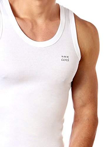 Men's 100% Cotton White Vests 95 Cms (Pack of 5) - Lux Cozi4