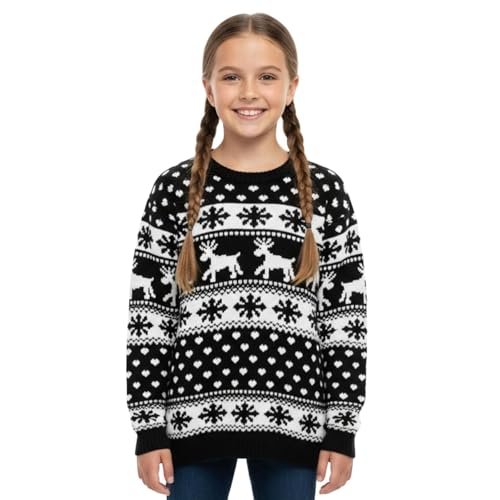 Pull de Noël tricoté pour enfants janisramone motif renne flocon de neige filles garçons