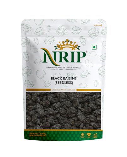 Image of NRIP Premium Afghani Black Raisins Seedless 200g | Kali Kishmish /Kismis | Dry Fruits, Healthy Snacks | Rich in Fiber, Potassium & Antioxidants | Tasty & Nutritious