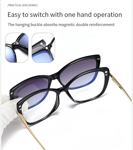 ICARA New Anti-Blue Light & Polarized Sunglasses Set - Magnetic Clip Multifunctional Eyewear for Women 5