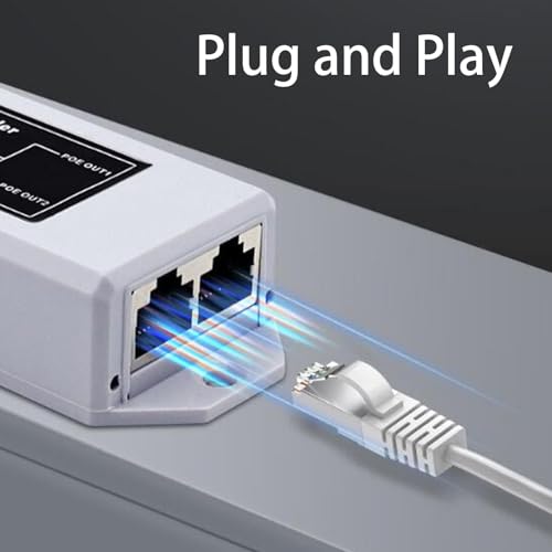 1 in 2 Out Gigabit POE Extender, 2 Port Ethernet Repeater, 1000Mbps Long Distance Transfer, Plug and Play, Wall Mount POE Splitter Adapter for Home, Hotel, Cameras, IP Phone miniatura 4