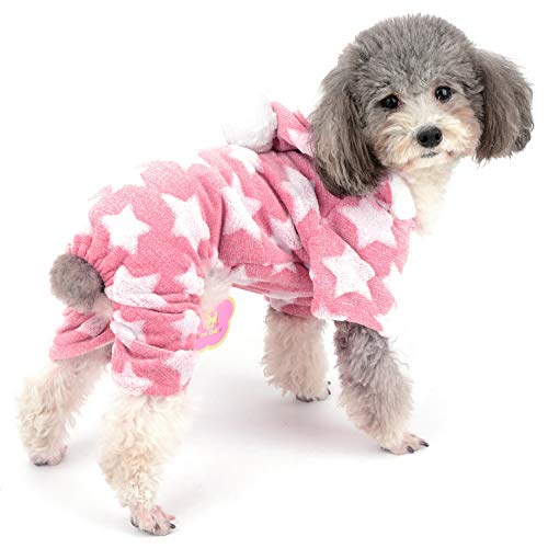 Zunea Small Dog Pyjamas Jumpsuit Puppy Hoodie Coat Clothes for Dogs Girl Boy Winter Warm Pajamas Outfits Overall Jumper Soft Pet Apparel Pink L (Pls Check the Size of Chest and Back Before Order) - Image 2