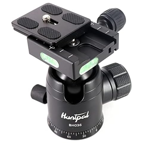 HUNTPAL 36mm Tripod Ball Head Mount for Rifle Shooting Sticks Stands Gun Rest with 1/4" Screw 3/8" Thread Mount, All Metal Ball 360° Panorama Rotation Platform with Arca Swiss Quick Release Plate Cover