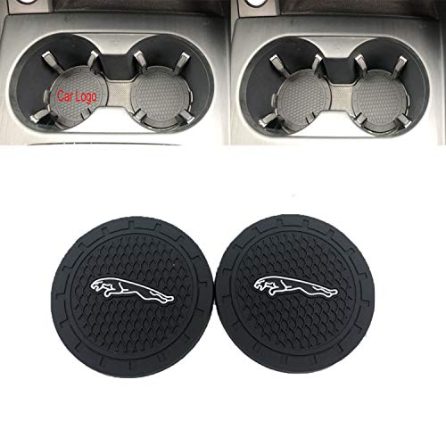 Ldntly 2.75 Inch Diameter Car Cup Holder Coasters,Oval Tough Car Logo Vehicle Travel Auto Cup Logo Heavy Duty Rubber Coaster 2 pcs Set (fit Jaguar)