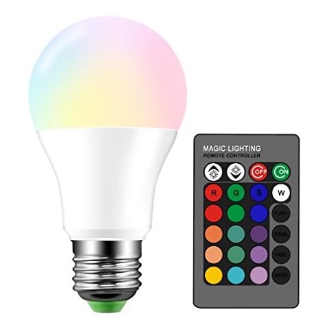 Droiee Dimmable E26 Warm LED Light Bulb, 6W RGBW Color 500LM with 16 Color Changing Modes for Christmas, Party etc with Remote Control 1PCS Cover