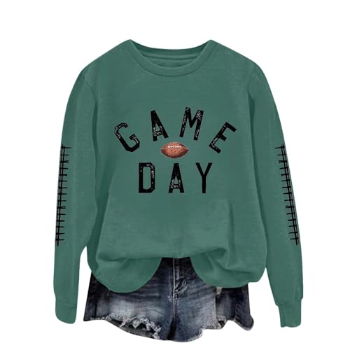 Football Sweatshirt For Women Graphic Print Sunday Casual Long Sleeve Crewneck 2025 Fall Pullover