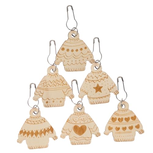 NUOBESTY 6 Anillos De Puntada Marcadores De Enhebrador Decoraciones De Madera