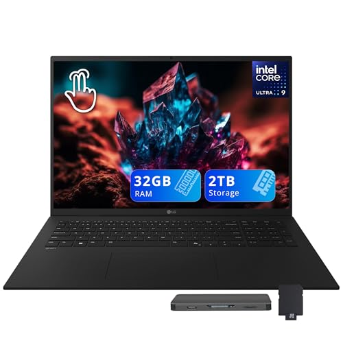 Image of LG Gram 17 inch WQXGA Touchscreen Copilot+ PC Laptop, Intel Ultra 9 288V, 32GB LPDDR5X, 2TB Storage (1TB SSD+1TB Docking Station), Intel Arc Graphics, Backlit Keyboard, Wi-Fi 7, Win11, Black