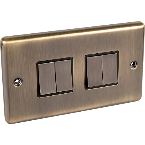 Antique Brass 4 Gang Light Switch United Electrical (Windsor) W04AB