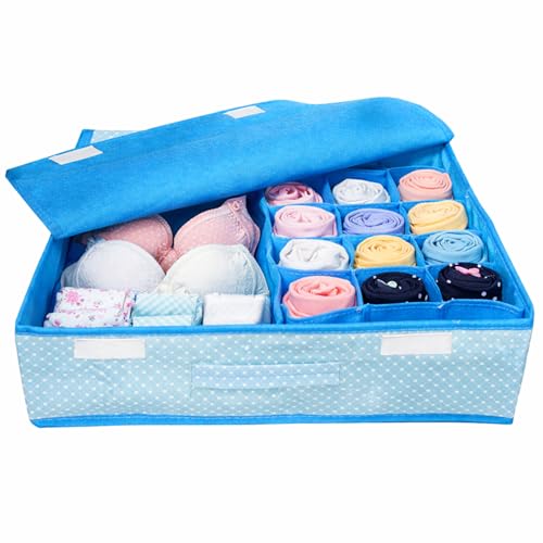 Image of LAXIS Innerwear Storage Box and Organiser for wardrobe organizer for storage & Clothes Organizer for Wardrobe for Socks & Undergarments Organizer, Drawer Organiser & Storage Box (16+1) Compartment