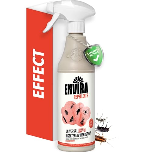 Envira Effect Insektenspray 500 ml - Extra starkes Ungezieferspray gegen Insekten in der Wohnung - Abwehrspray gegen Silberfische, Trauermücken, Fruchtfliegen, Kakerlaken & mehr - Geruchsarm