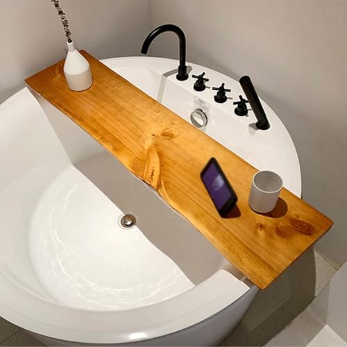 Bandeja de bañera – Estante grueso impermeable de madera maciza para leer, sostener tabletas, libros y velas en el baño