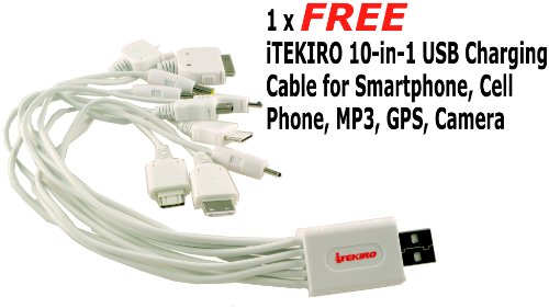 Itekiro Ac Wall Dc Car External Battery Charger Kit For Ge Gb-50 General Imaging Dv1 G100 J1470S Pj1 + Itekiro 10-In-1 Usb Charging Cable #TOP4