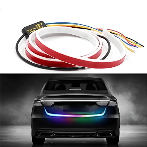 Image of Guance Car Boot Trunk Led Light Multi Function Light Ice Blue & Red DRL Brake With Side Turn Signal & Parking Indication Dicky, Trunk, Boot Strip Light For Universal for all cars