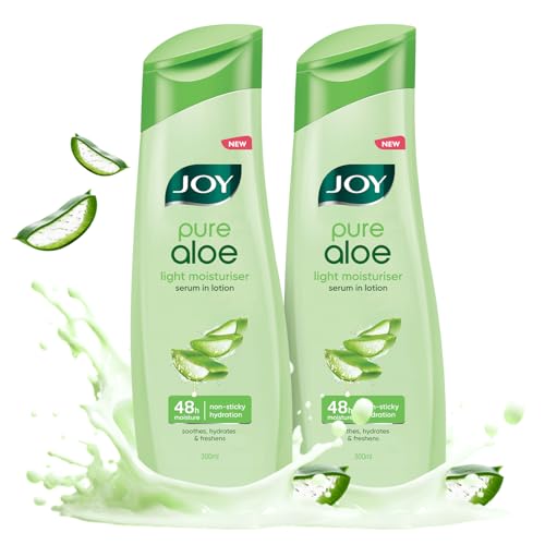 Image of Joy Pure Aloe Light Moisturising Body Lotion 300ml x 2 | 48 Hour Moisture | Soothes, Hydrates & Freshens | Ideal for Summers | For All Skin Types | Lightweight, Non Sticky & Non Greasy