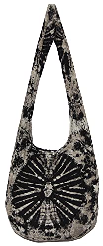 Image of TIE DYE Bohemian Hipster Hobo Boho Hippie Crossbody Bag Purse Black Tone 39 inch