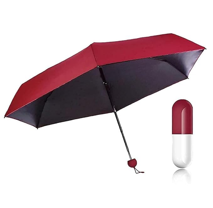 Image of Capsule Umbrella UV Protection Tablet Umbrella For Rain Windproof & Sun Protection Features, Double Layer 5 Folding Automatic Open Compact Capsule Case For Men Women Kids