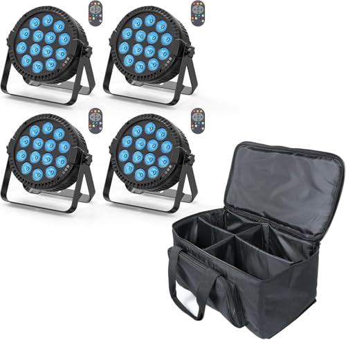 ZonQoonz 4PCS 14LEDx6W ステージライト 収納バッグ付き LED舞台照明ライトRGBW(赤 緑 青 白) DJスポットライト 音声制御 DMX5124/8CH ステージ照明 スポットライト DJ/卒業シーズン/結婚式/教会/ライブパフォーマンス/ディスコ/パーティーに適の画像