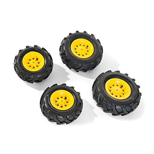Rolly Toys Air Tyre (Luftbereifung für rollyJunior und rollyFarmtrac Trettraktoren, 4 Stück, Farbe Gelb, Zubehör für Kinderspielzeug) 409860